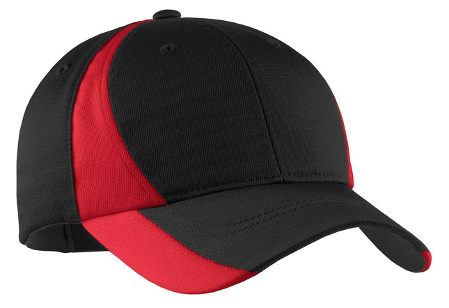 SportTek Dry Zone Nylon Colorblock Cap STC11 Black True Red OSFA