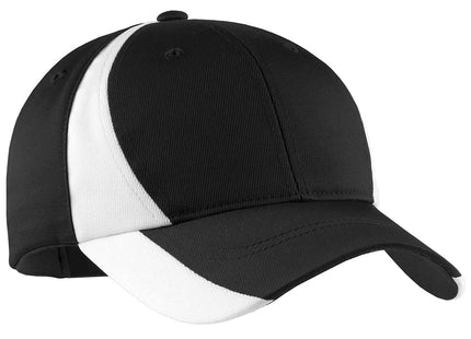 SportTek Dry Zone Nylon Colorblock Cap STC11 Black White OSFA