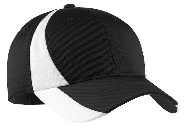 SportTek Dry Zone Nylon Colorblock Cap STC11 Black White OSFA