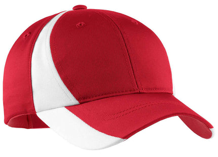 SportTek Dry Zone Nylon Colorblock Cap STC11 True Red White OSFA
