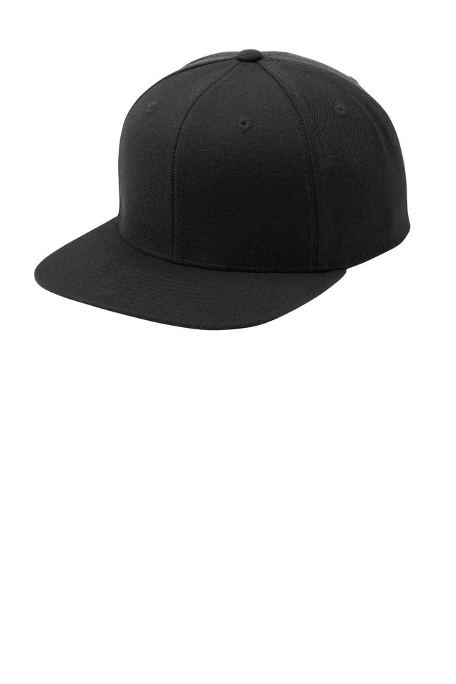 SportTek YP Classics Flat Bill Snapback Cap STC19 Black OSFA
