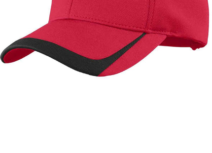 SportTek Pique Colorblock Cap STC24 True Red Black OSFA