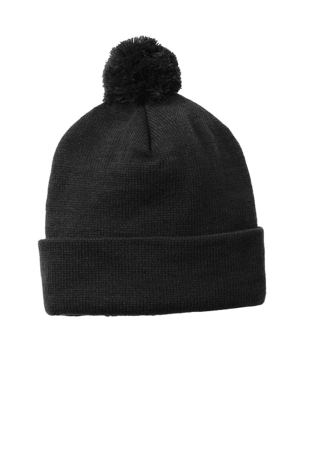 SportTek Solid Pom Pom Beanie STC37