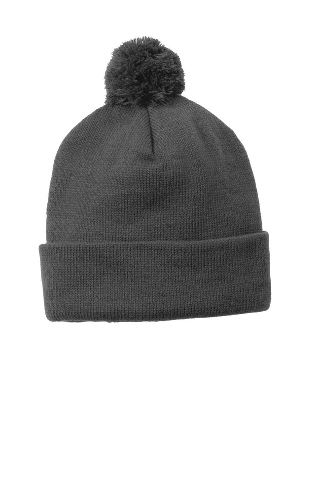 SportTek Solid Pom Pom Beanie STC37