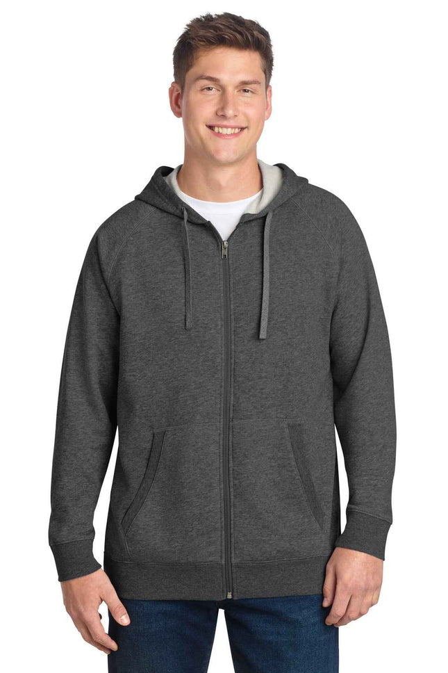 SportTek Drive Fleece Hooded FullZip STF201 Graphite Heather