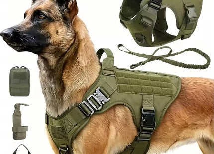 Premium Tactical Dog Harness with Collar & MOLLE Pouches