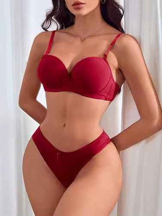 Women's Lace Push-Up Bra & Panty Set Red