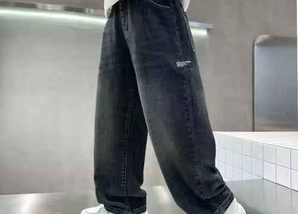 Boys' Straight Leg Denim Jeans Casual Loose Fit Letter Print Pants for Kids