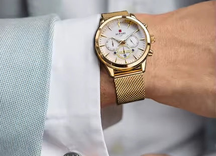 REWARD Men’s Gold Stainless Steel Quartz Watch with Calendar
