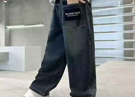 Boys' Straight Leg Denim Jeans Casual Loose Fit Letter Print Pants for Kids