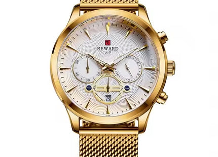 REWARD Men’s Gold Stainless Steel Quartz Watch with Calendar