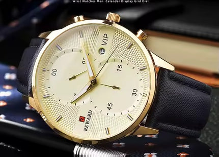 REWARD Men’s Gold Quartz Watch – Luxury Business Wristwatch