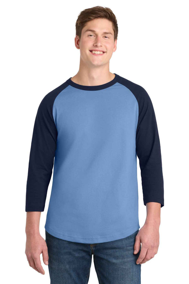 SportTek Colorblock Raglan Jersey T200 Carolina Blue Navy