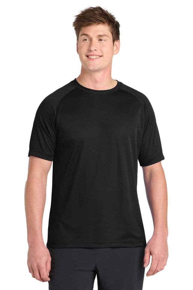 SportTek Dry Zone Short Sleeve Raglan T Shirt T473 Black