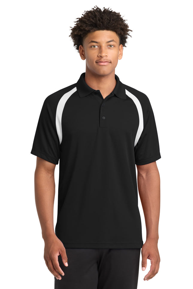 SportTek Dry Zone Colorblock Raglan Polo T476 Black White