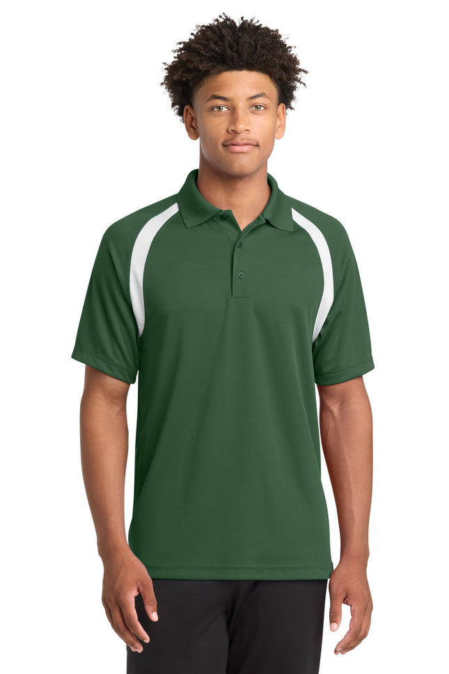 SportTek Dry Zone Colorblock Raglan Polo T476 Forest Green White