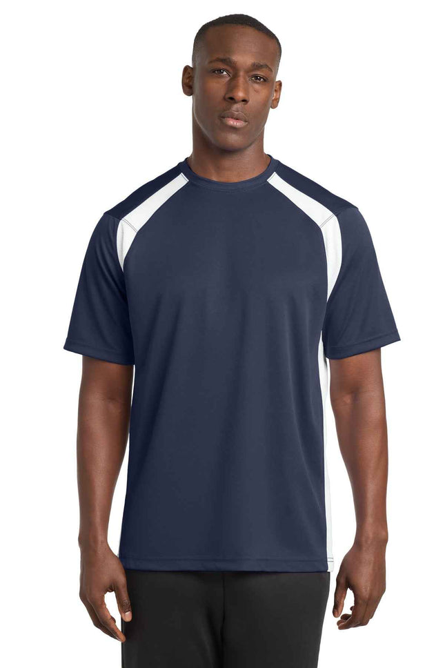 SportTek Dry Zone Colorblock Crew T478 True Navy White