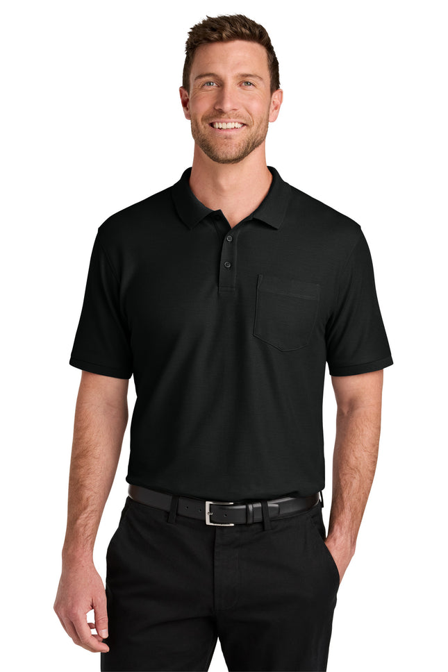 Port Authority Tall Wearever Signature Pique Pocket Polo TLK200P Deep Black 2XLT