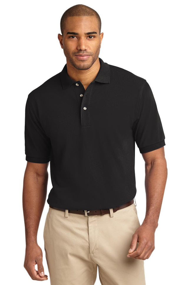 Port Authority Tall Heavyweight Cotton Pique Polo TLK420 Black