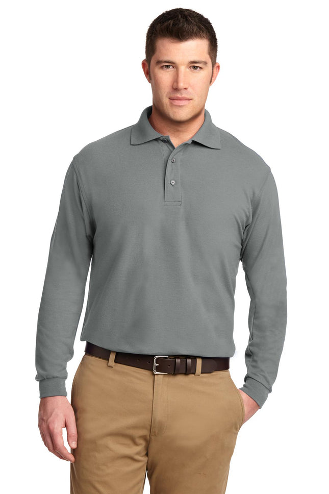 Port Authority Tall Silk Touch Long Sleeve Polo TLK500LS Cool Grey