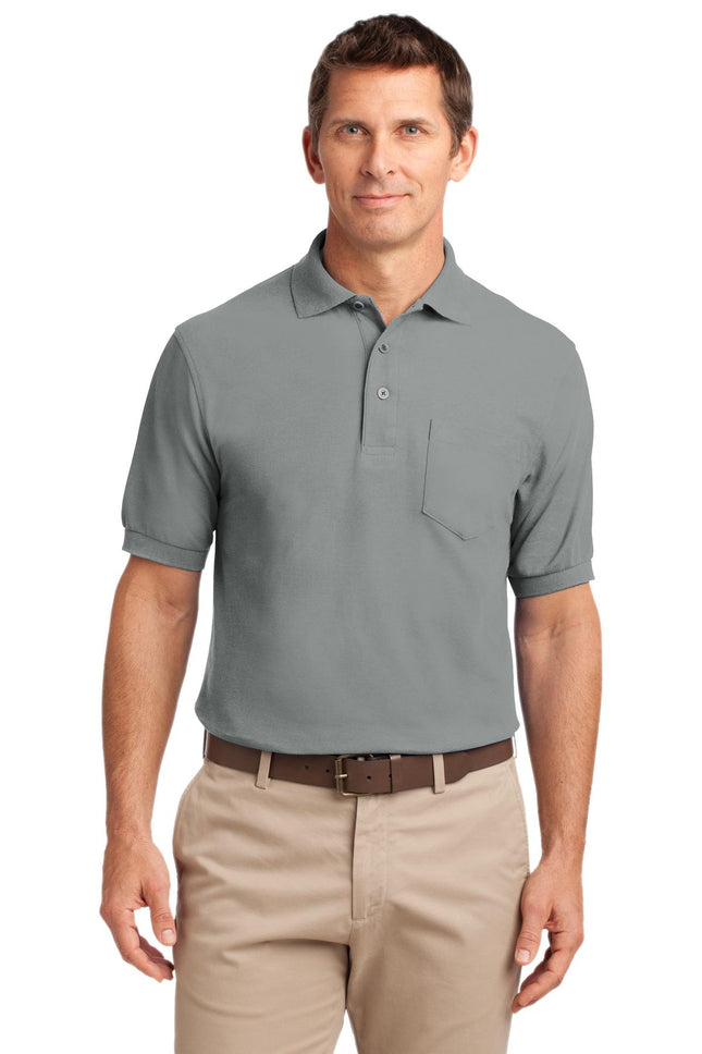 Port Authority Tall Silk Touch Polo with Pocket TLK500P Cool Grey