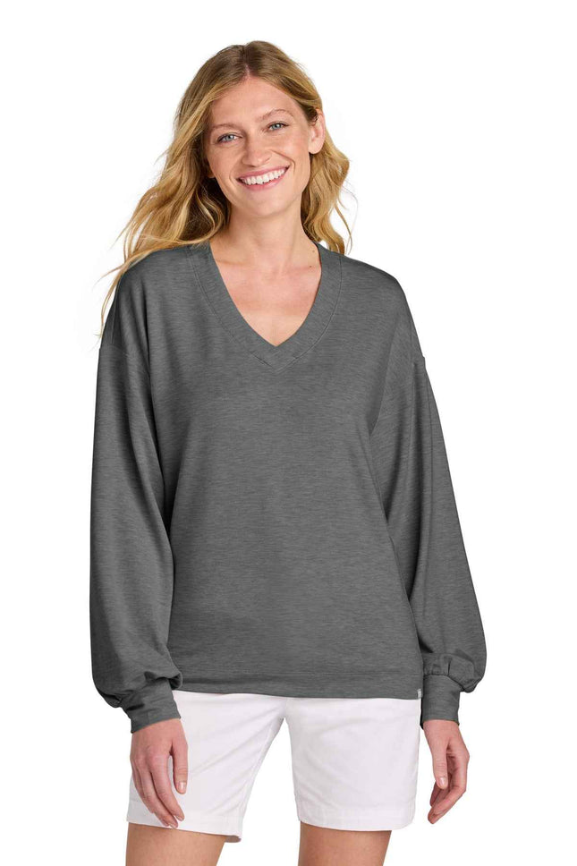 TravisMathew Women's Long Weekend VNeck TM1LD009 Dark Grey Heather