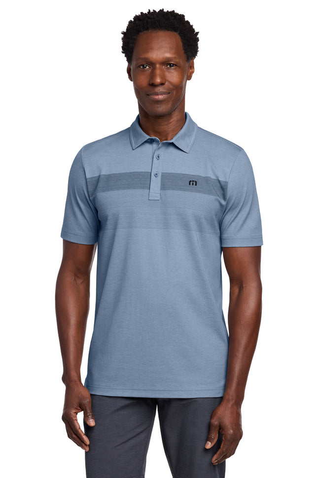 TravisMathew Coastal Chest Stripe Polo TM1MY402 Opal Blue Heather