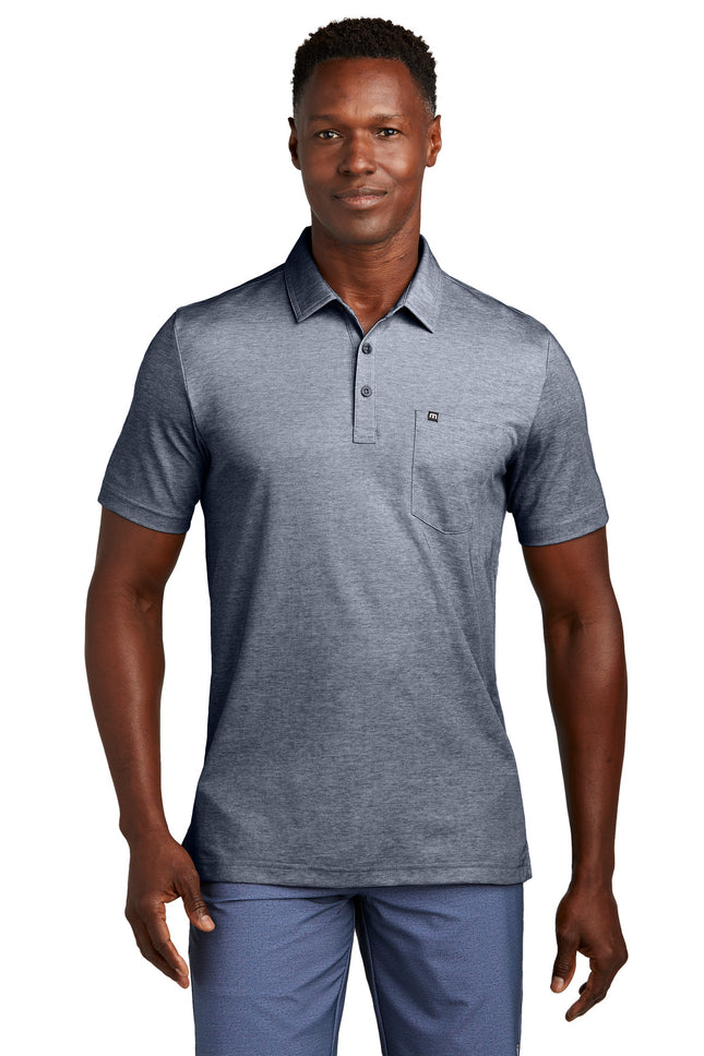 TravisMathew Oceanside Heather Pocket Polo TM1MY404 Blue Nights Heather