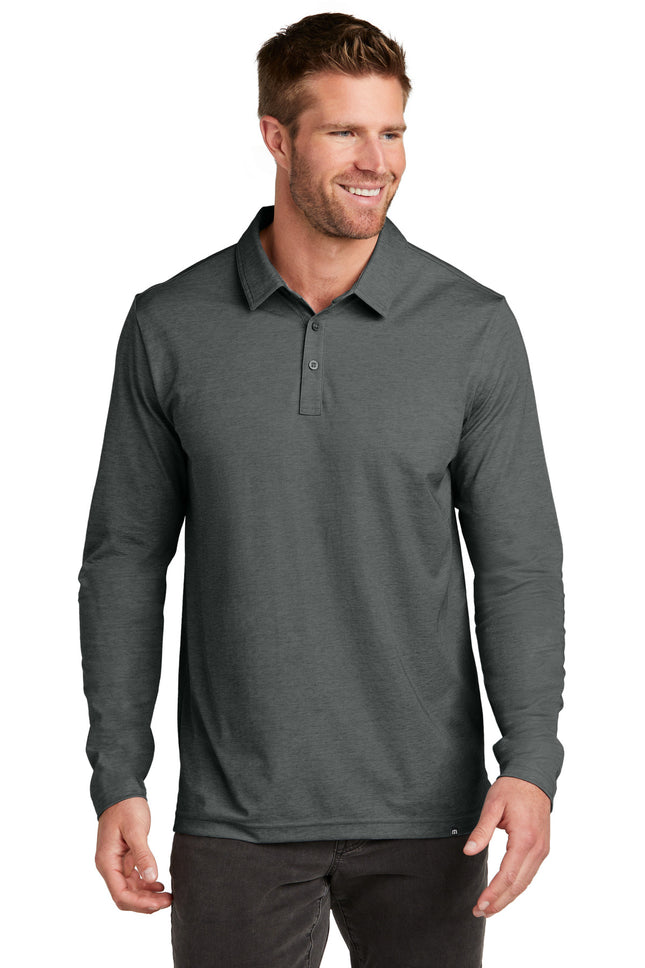 TravisMathew Oceanside Heather Long Sleeve Polo TM1MZ343 Black Heather