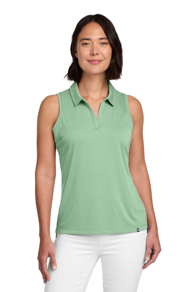 TravisMathew Women's Coto Performance Sleeveless Polo TM1WX001 Beryl Green Heather