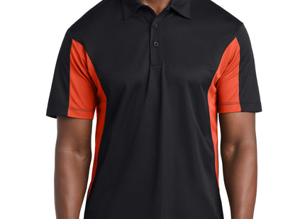SportTek Tall Side Blocked Micropique SportWick Polo TST655 Black Deep Orange