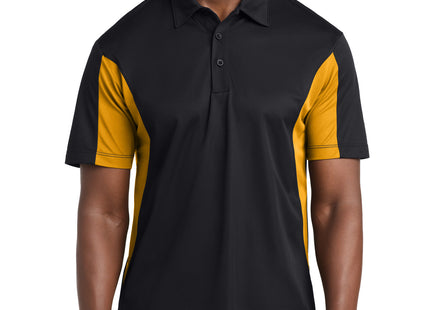 SportTek Tall Side Blocked Micropique SportWick Polo TST655 Black Gold