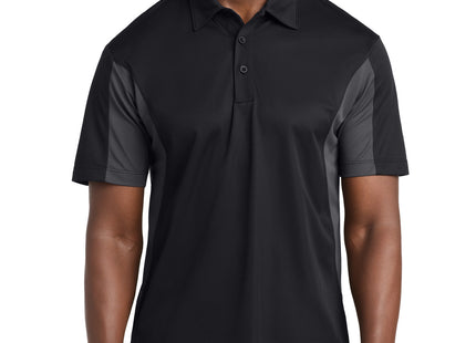 SportTek Tall Side Blocked Micropique SportWick Polo TST655 Black Iron Grey