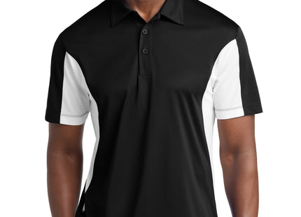 SportTek Tall Side Blocked Micropique SportWick Polo TST655 Black White