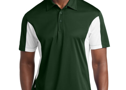 SportTek Tall Side Blocked Micropique SportWick Polo TST655 Forest Green White