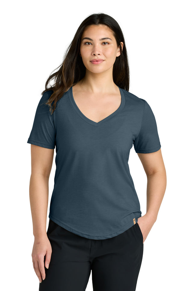 tentree Women's TreeBlend VNeck T Shirt TTCW5646 Moonlit Ocean Heather