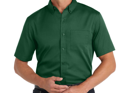Port Authority Short Sleeve SuperPro React Twill Shirt W809 Dark Green