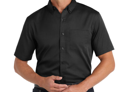 Port Authority Short Sleeve SuperPro React Twill Shirt W809 Deep Black