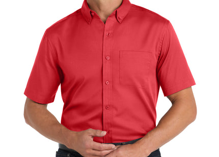Port Authority Short Sleeve SuperPro React Twill Shirt W809 Rich Red