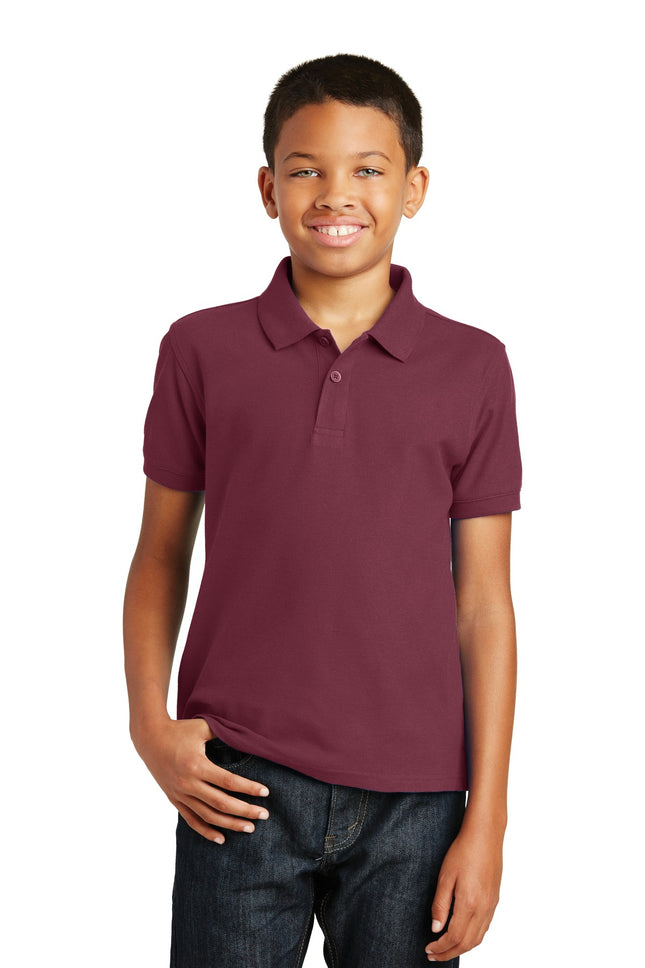 Port Authority Youth Core Classic Pique Polo Y100 Burgundy
