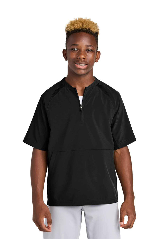 SportTek Youth Repeat 1/2Zip Short Sleeve Jacket YJST489