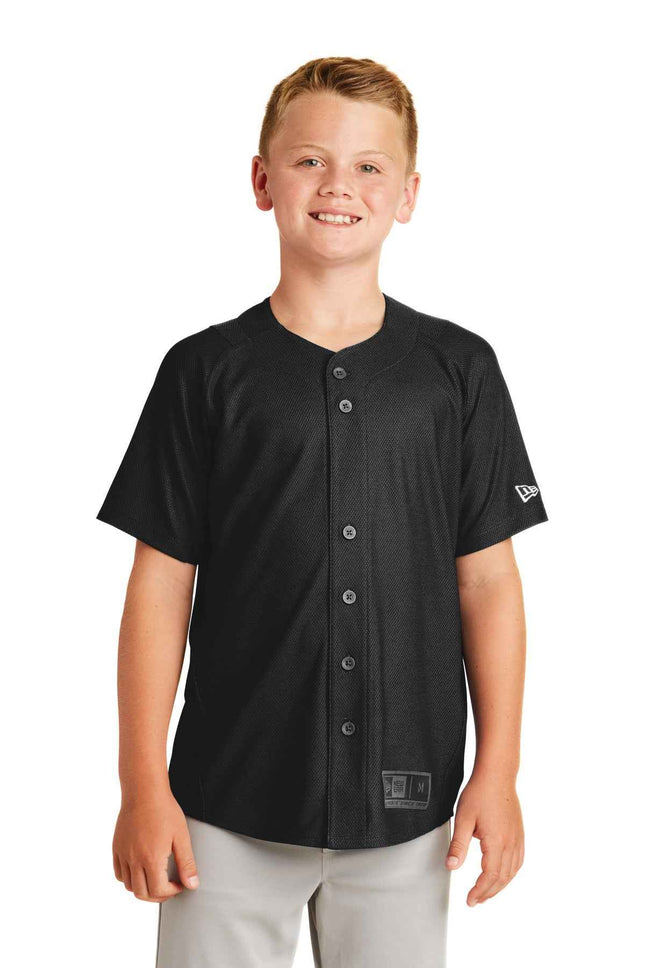 New Era Youth Diamond Era FullButton Jersey YNEA220 Black