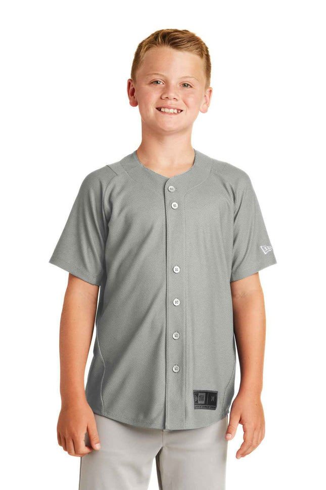 New Era Youth Diamond Era FullButton Jersey YNEA220 Grey