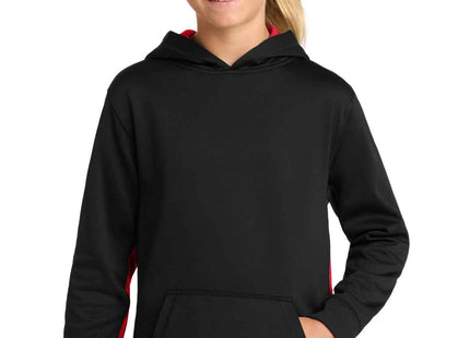 SportTek Youth SportWick Fleece Colorblock Hooded Pullover YST235