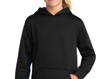 SportTek Youth SportWick Fleece Colorblock Hooded Pullover YST235