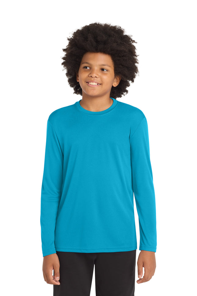 SportTek Youth Long Sleeve PosiCharge Competitor Tee YST350LS Atomic Blue