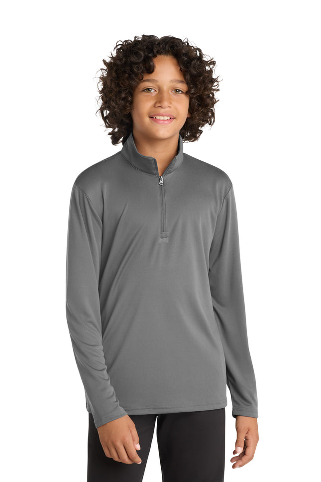 SportTek Youth PosiCharge Competitor 1/4Zip Pullover YST357 Grey Concrete