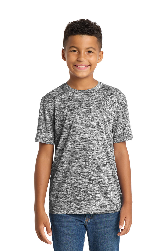 SportTek Youth PosiCharge Electric Heather Tee YST390 Black Electric