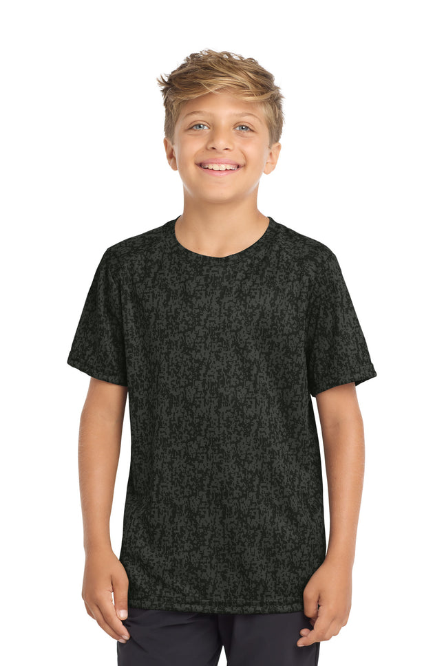 SportTek Youth Digi Camo Tee YST460 Black