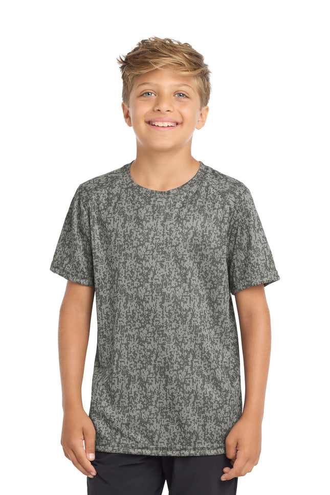 SportTek Youth Digi Camo Tee YST460 Grey Concrete
